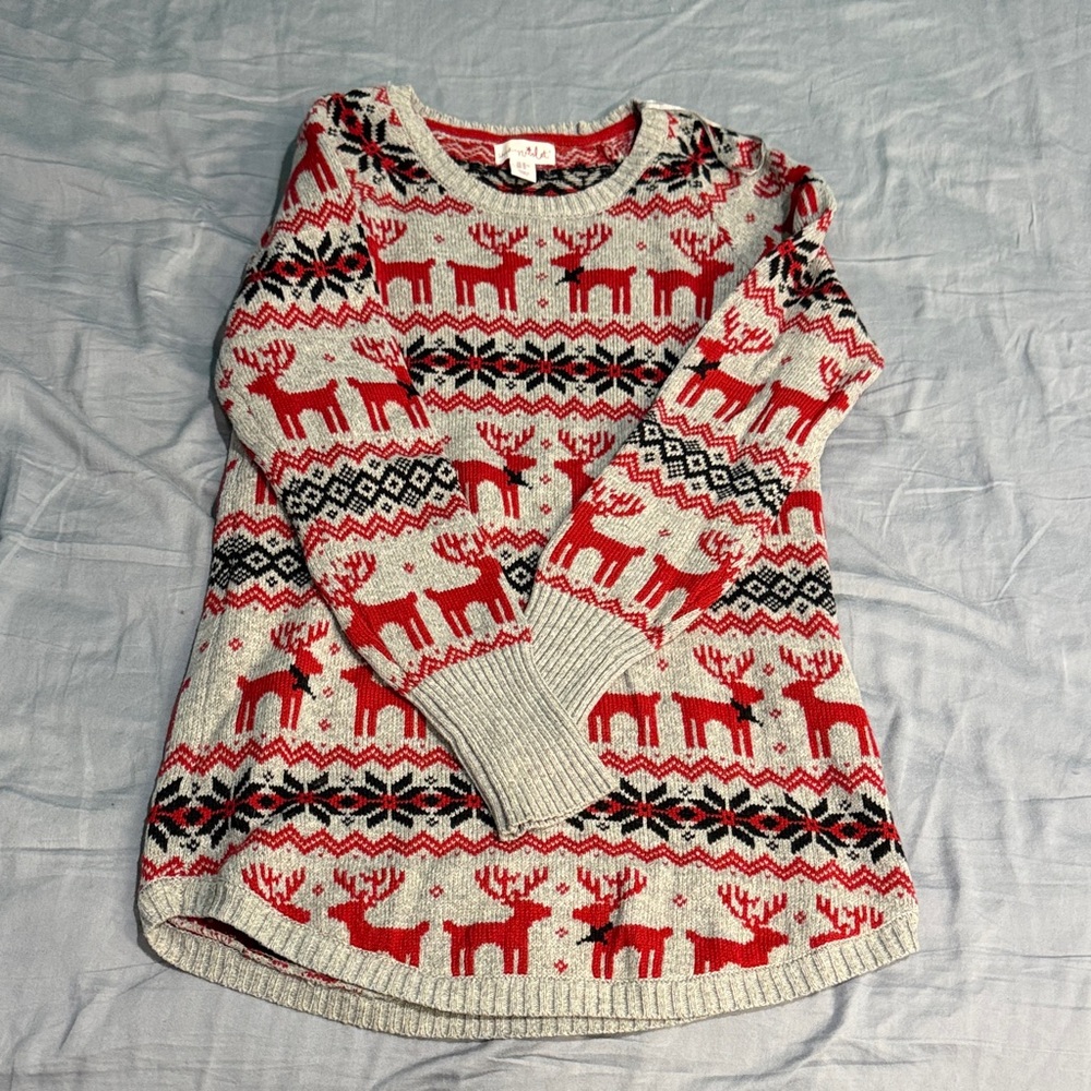 Shrinking Violet Red and Gray Knit Sweater